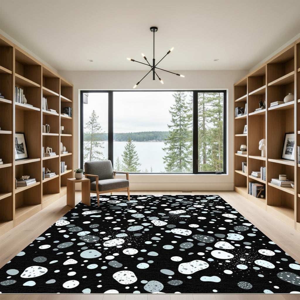 Monochrome Speckled Pebble Collage Rug