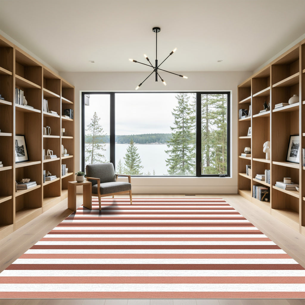 Terracotta Cream Striped Horizon Rug