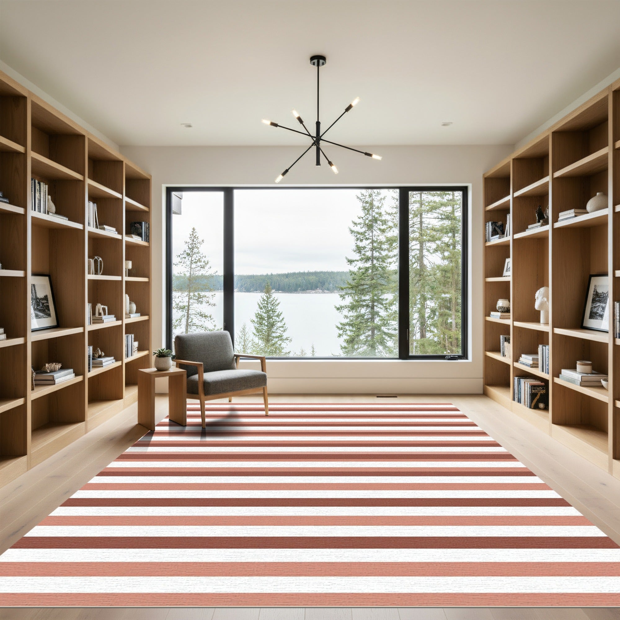 Terracotta Cream Striped Horizon Rug