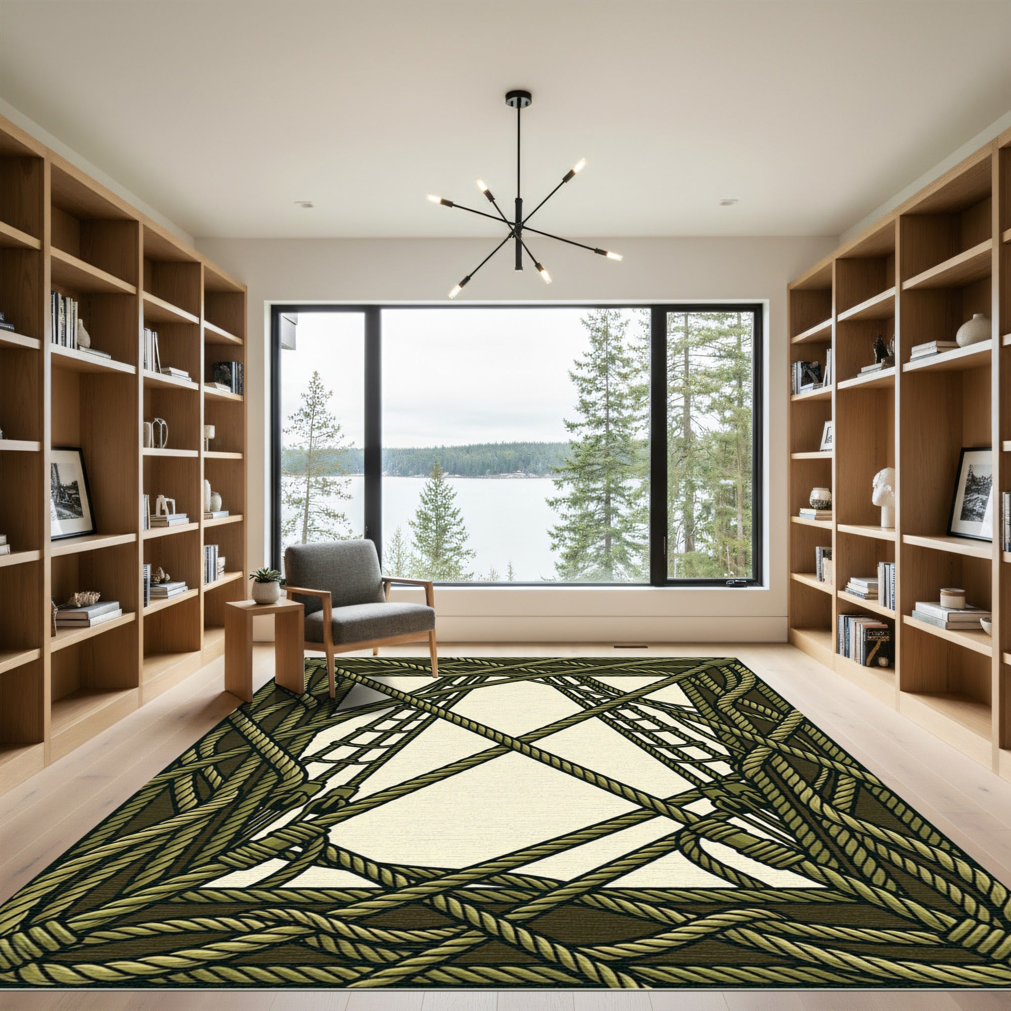 Nautical Rope Frame Bordered Rug