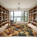 Desert Cactus Floral Garden Arrangement Rug