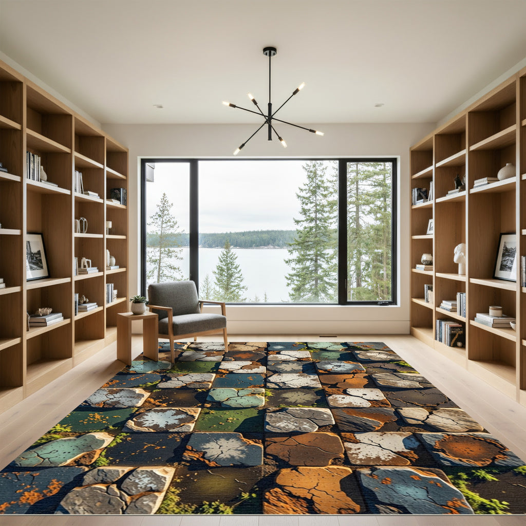 Cracked Earth Tumbled Stone Mosaic Rug