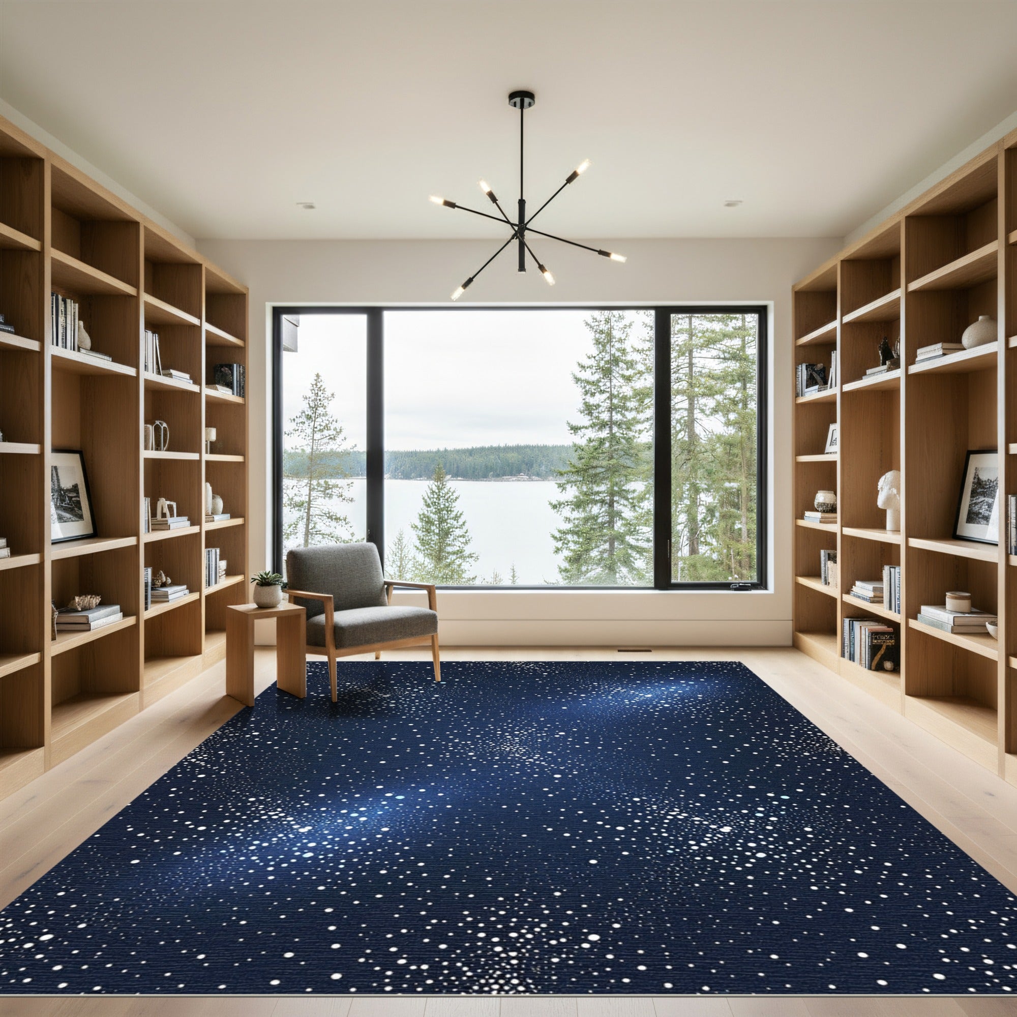 Cosmic Deep Blue Starry Night Rug