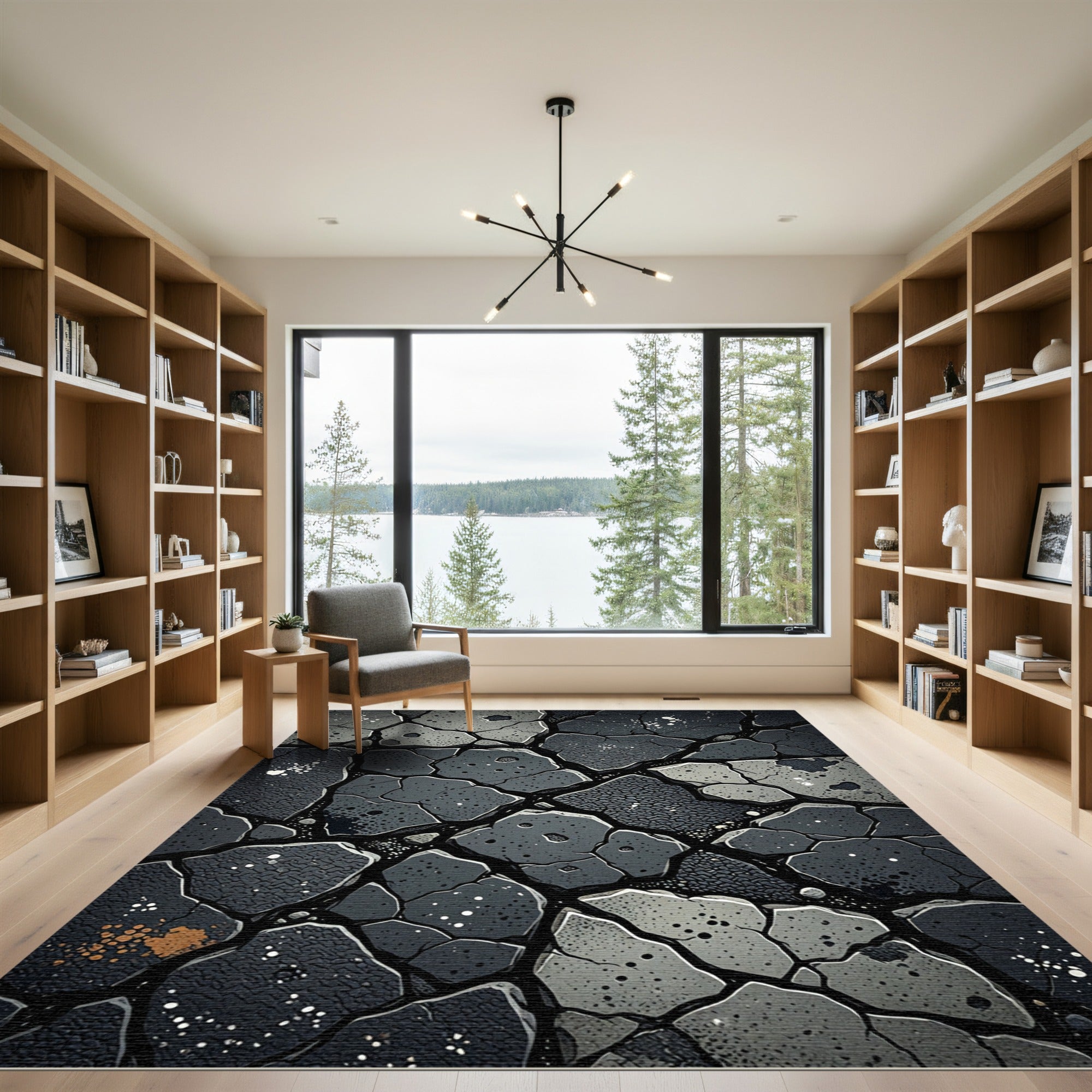 Cracked Stone Textured Mosaic Rug