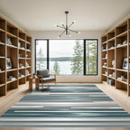 Modern Teal and Silver Linear Abstract Rug