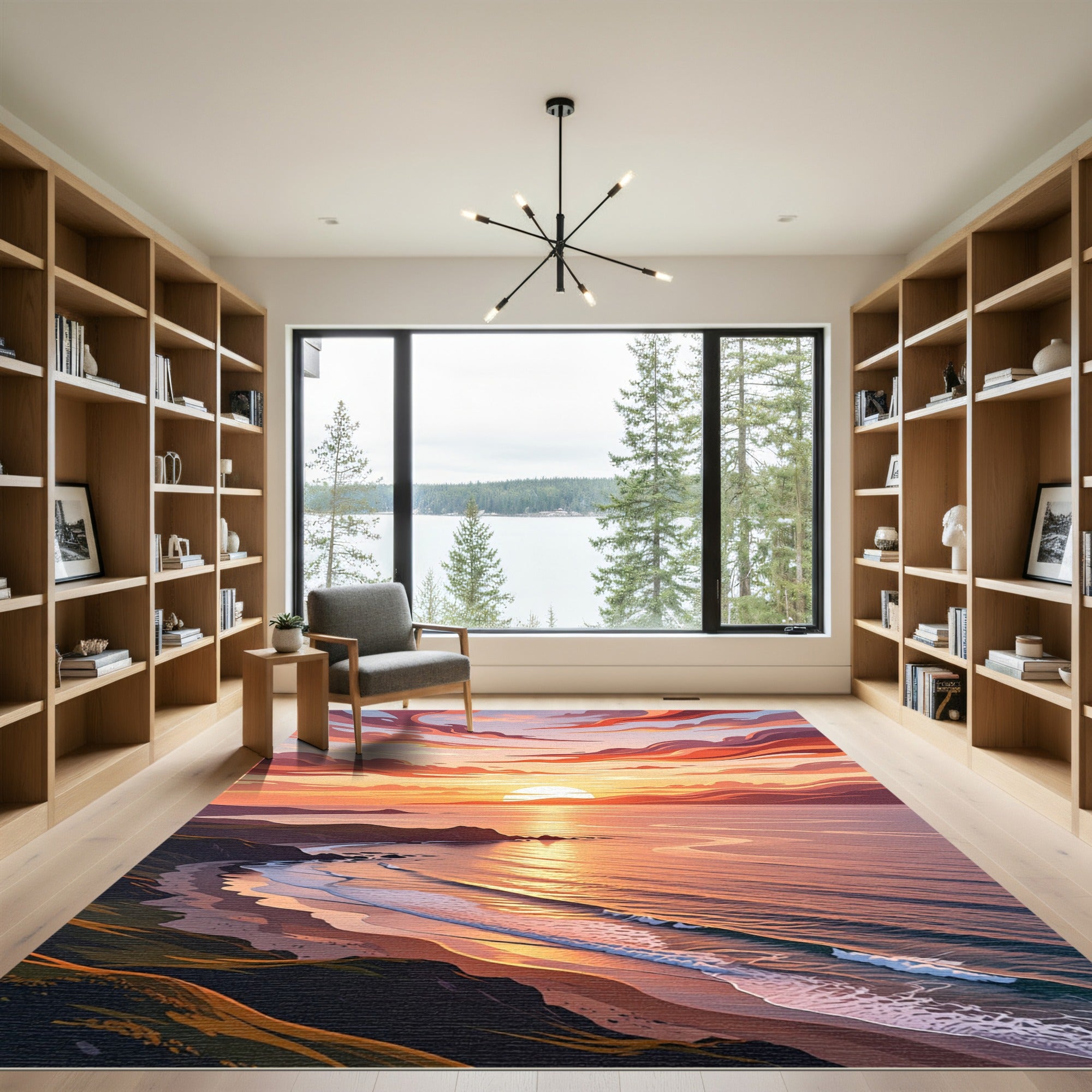 Sunset Beach Waves Coastal Landscape Rug