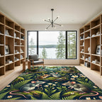 Whimsical Woodland Mouse Botanical Forest Rug