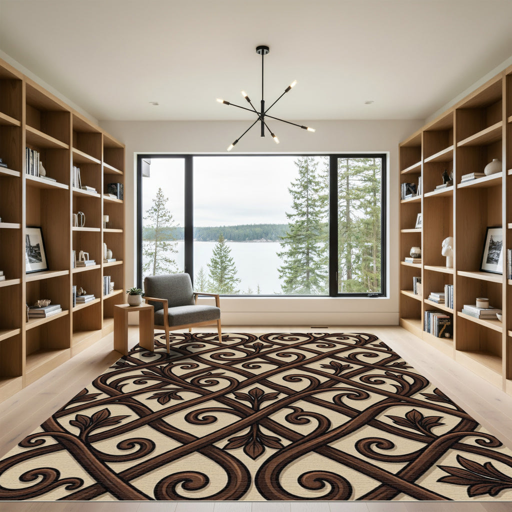 Dark Chocolate Swirl Vine Medallion Rug