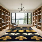 Golden Abstract Geometric Fireplace Rug