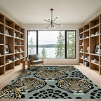 Gray Leopard Face Repeating Collage Rug