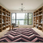 Minimal Blush Pink Geometric Chevron Rug