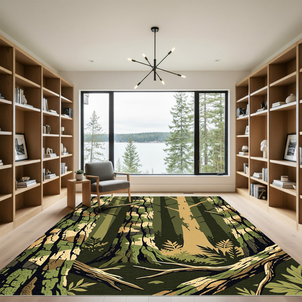 Camo Forest Tree Woodland Rug