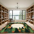 Earthy Green Forest Circular Clearing Rug