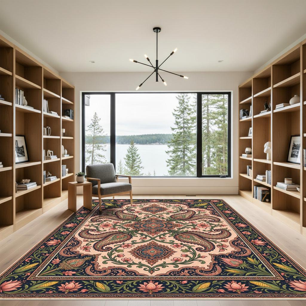 Ornate Blush Paisley Floral Medallion Rug