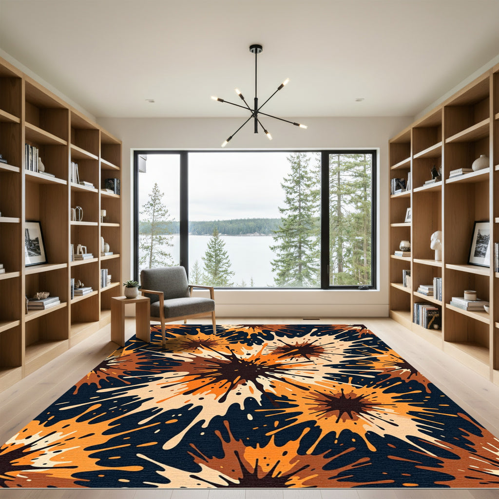 Amber Abstract Ink Splash Area Rug