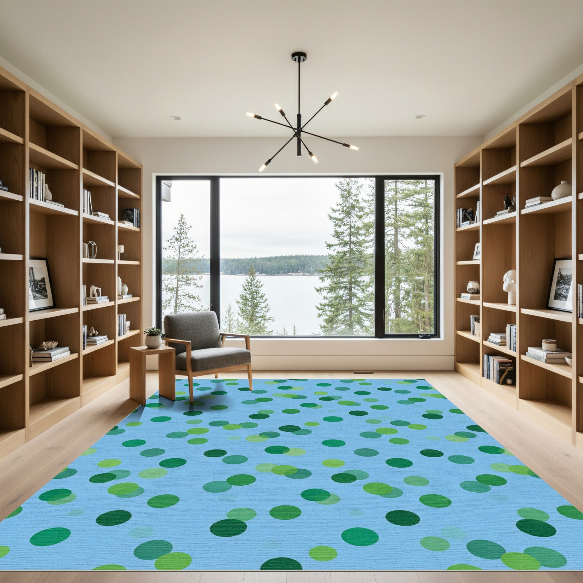 Blue Green Polka Dot Scatter Rug