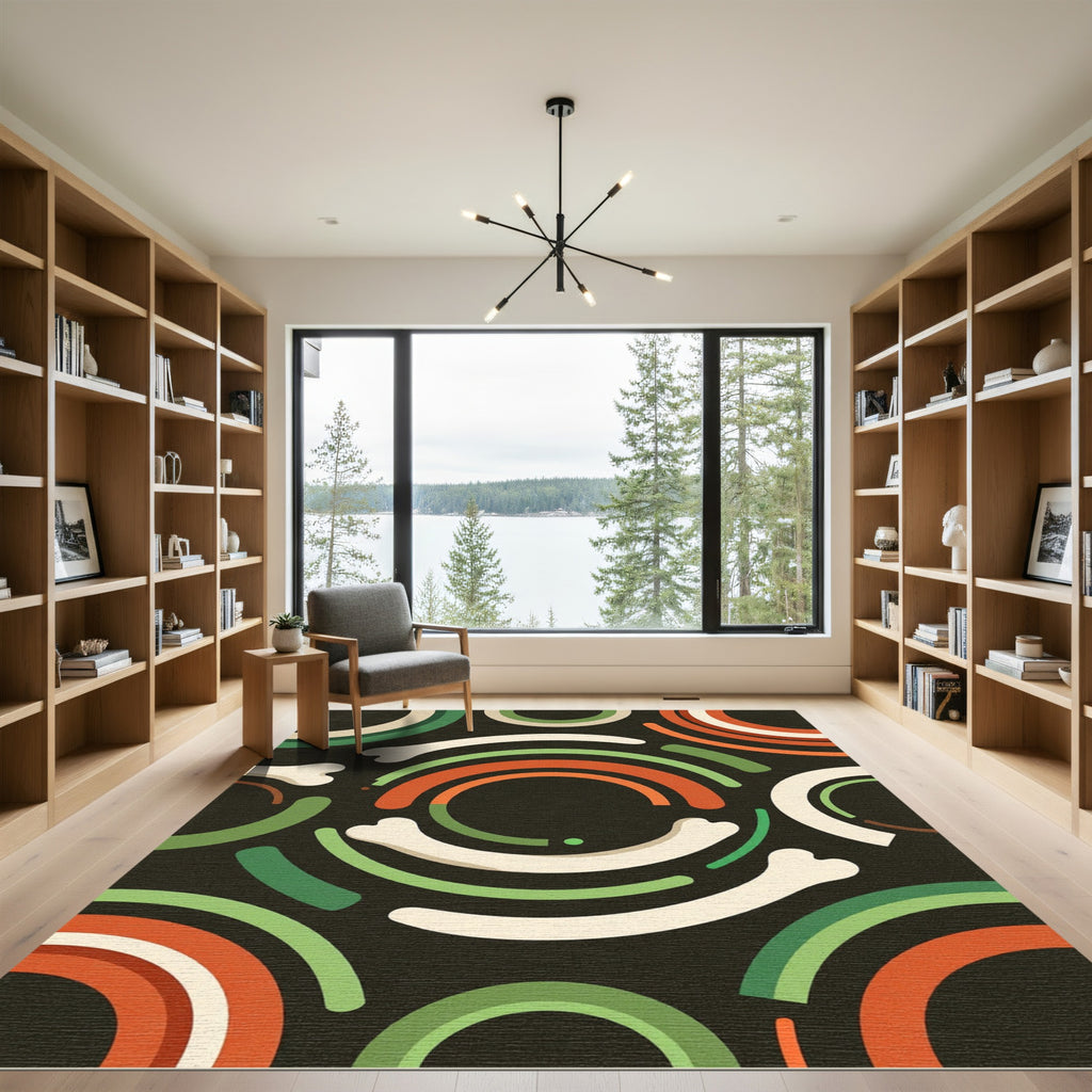 Midcentury Modern Bone Arched Abstract Rug