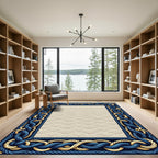 Nautical Blue and Gold Braided Border Rug