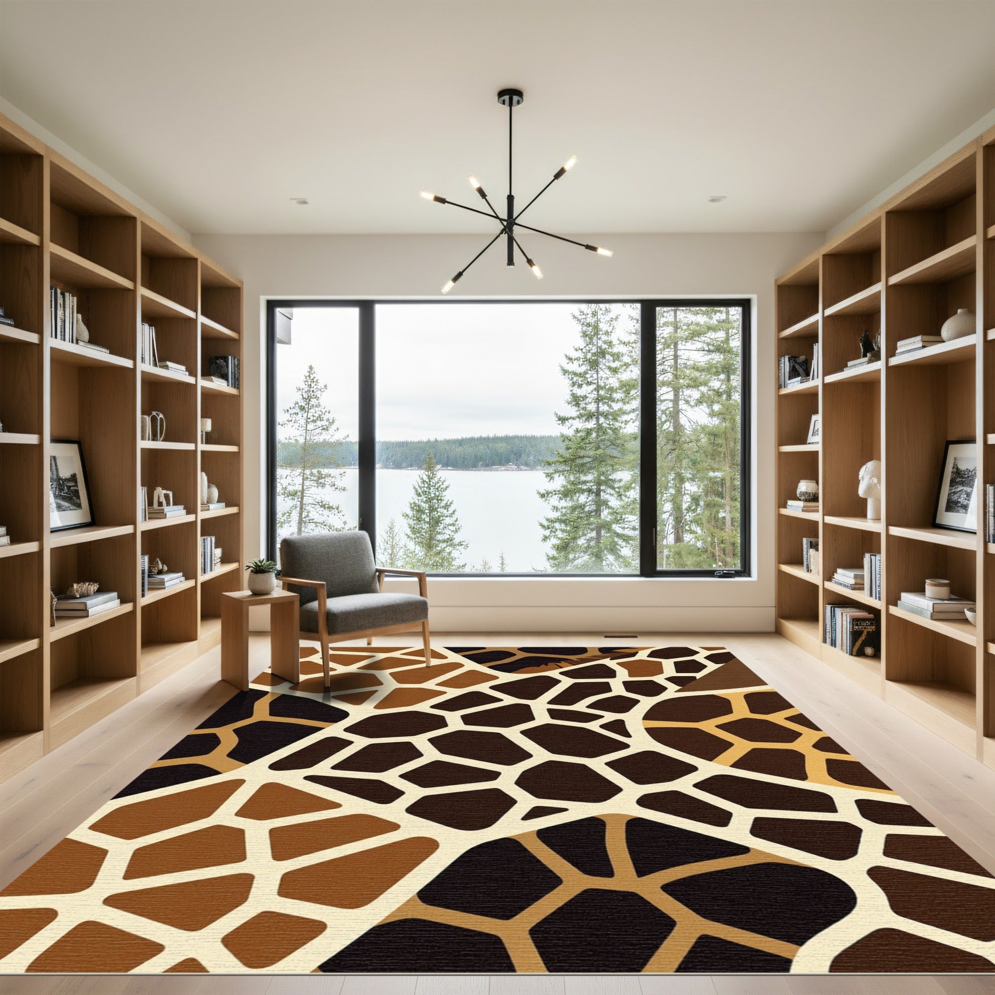 Abstract Brown Giraffe Geometric Texture Rug