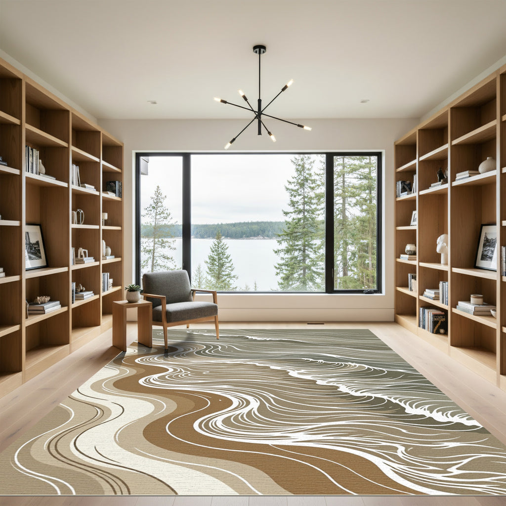 Ocean Waves Earth Tones Rug