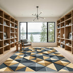 Gold Gray Geometric Diamond Illusion Rug