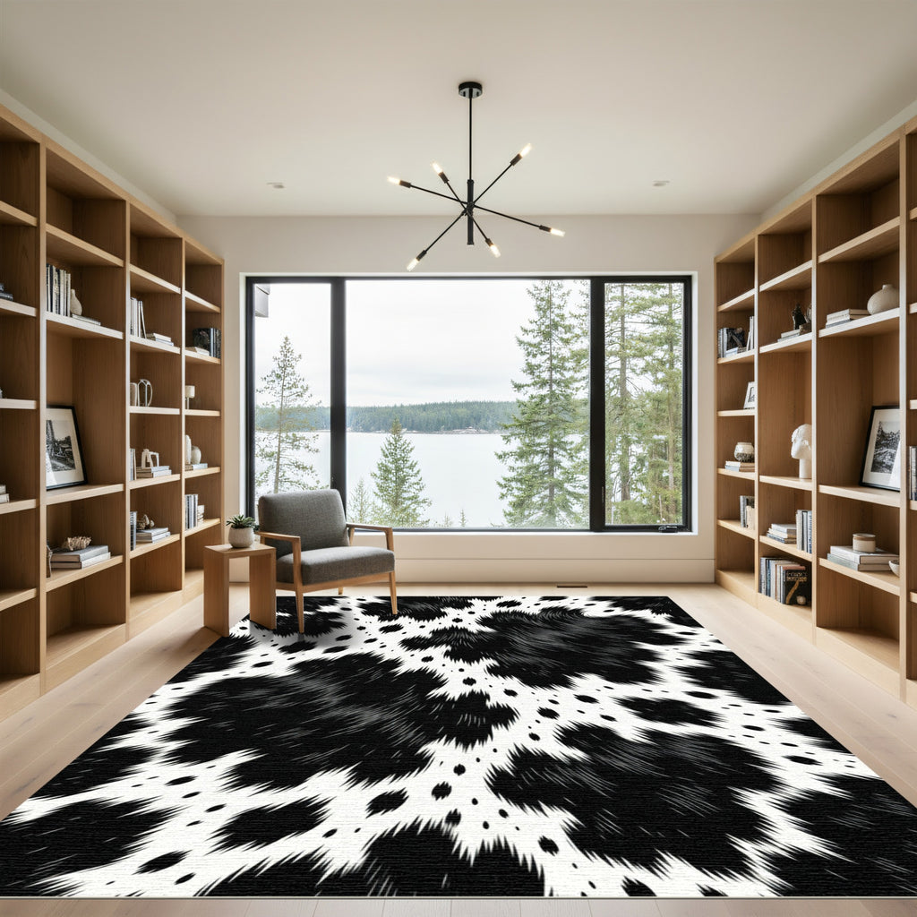 Monochrome Animal Spotted Ink Brush Rug