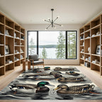Placid Mallard Duck Pond Illustration Rug