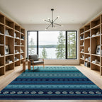 Oceanic Blue Tribal Chevron Stripes Rug