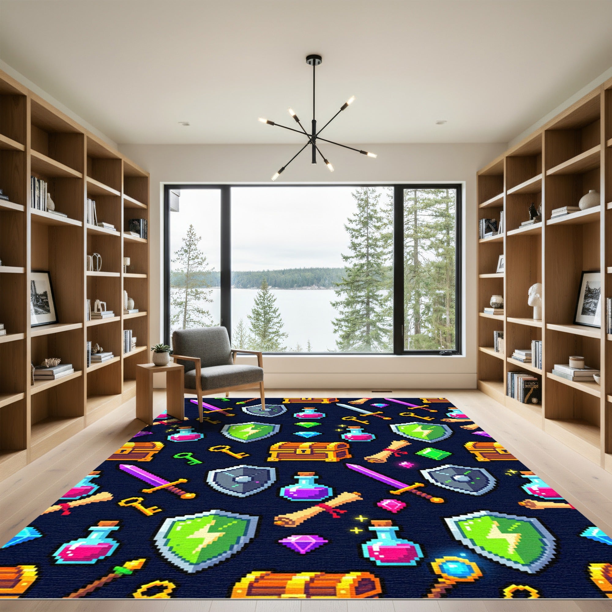 Pixel Adventure Fantasy Loot Icon Mosaic Rug