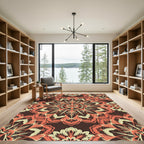 Coral Lace Mandala Radiating Bloom Rug