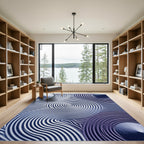 Indigo Swirling Concentric Circles Rug