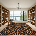 Earthy Brown Geometric Aztec Diamond Rug
