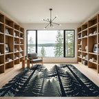 Monochromatic Evergreen Forest Silhouette Tapestry Rug