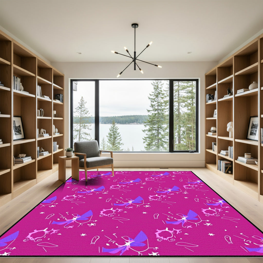 Whimsical Pink Purple Abstract Characters Rug
