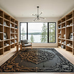 Gilded Silver Baroque Scroll Medallion Rug