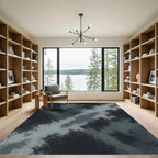 Charcoal Gray Abstract Cloudy Sky Rug