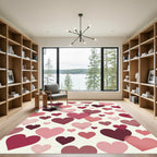 Playful Pink and Maroon Heart Collage Rug