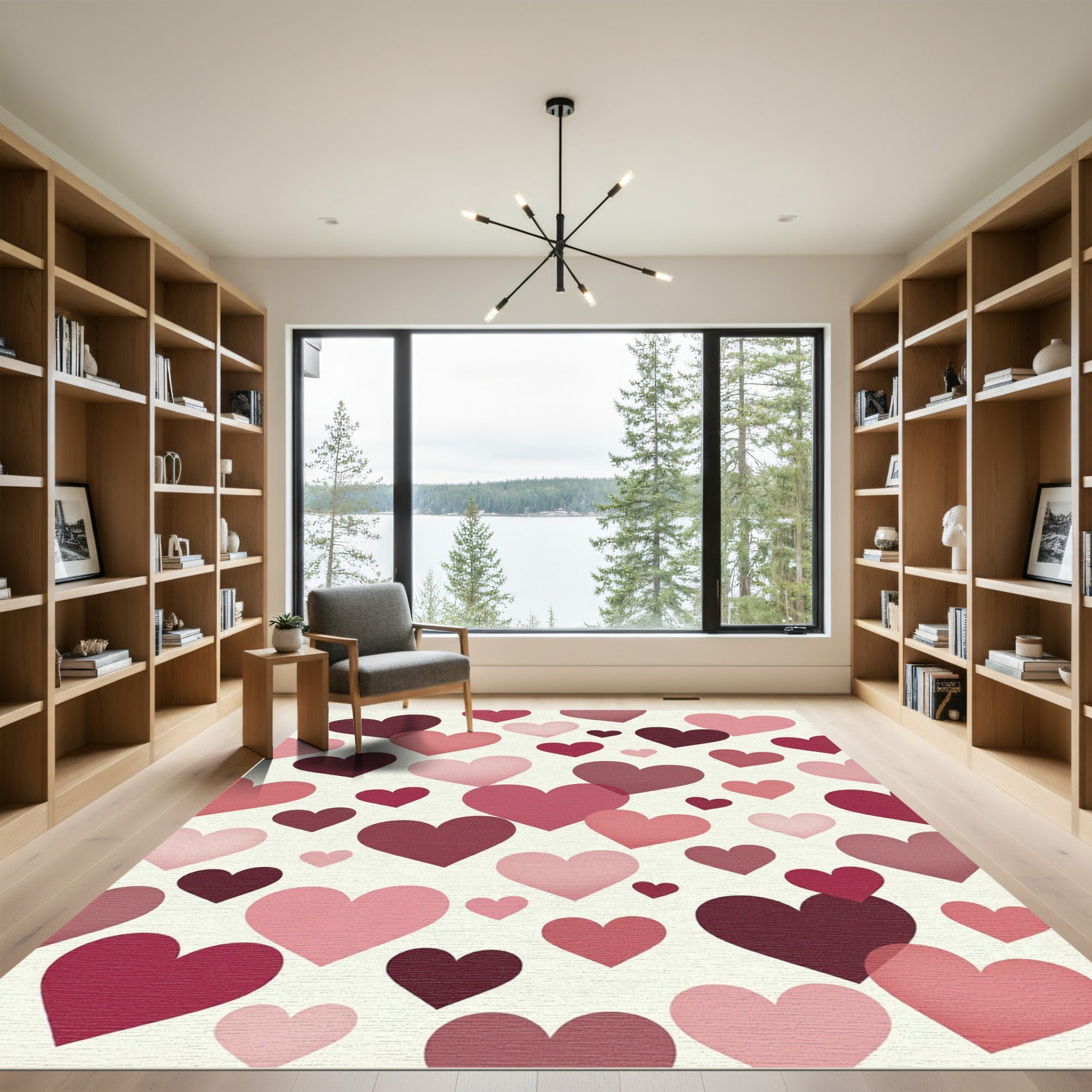 Playful Pink and Maroon Heart Collage Rug