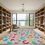 Colorful Alphabet Characters Scattered Composition Rug