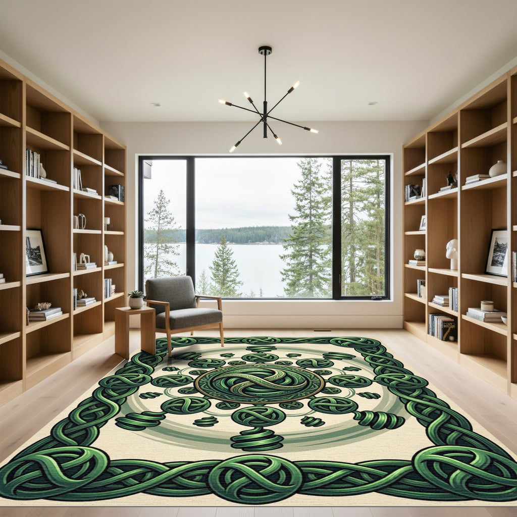Emerald Celtic Knot Circular Medallion Rug
