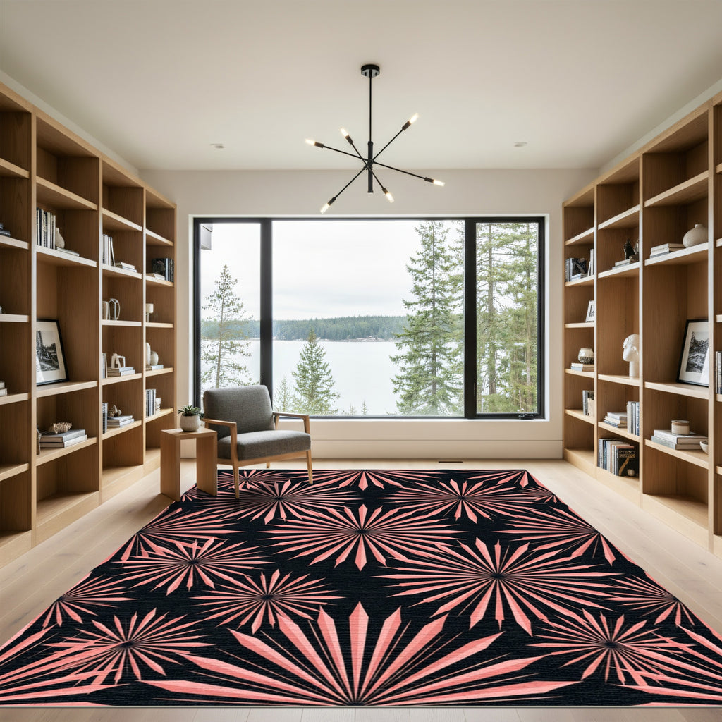 Blush Pink Starburst Geometric Art Rug