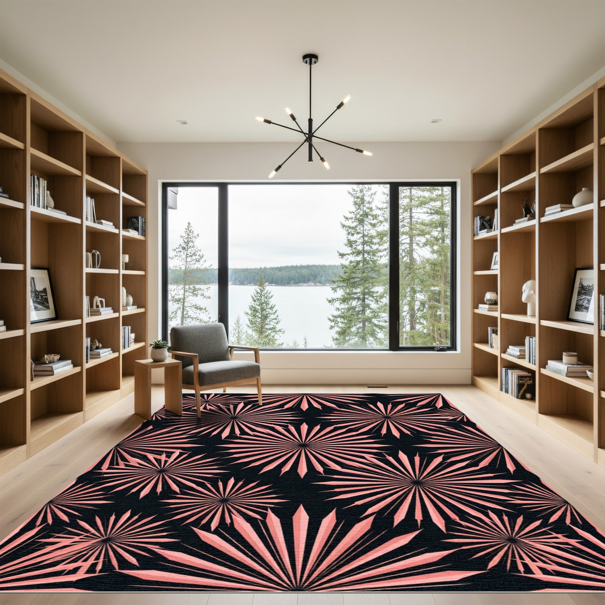 Blush Pink Starburst Geometric Art Rug