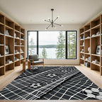 Modern Monochrome Soccer Ball Grid Rug