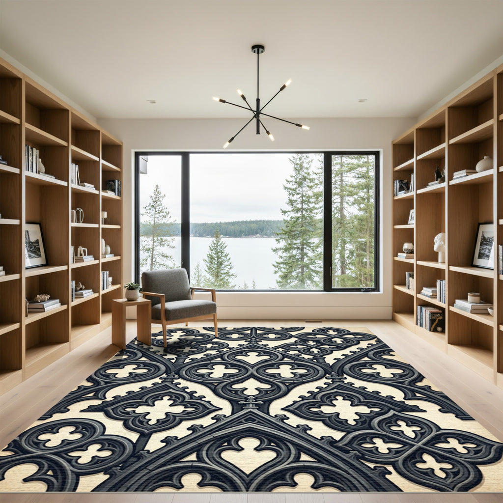 Dark Gray Medieval Gothic Arch Rug