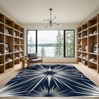 Radiant Silver Spiked Geometric Navy Starburst Rug