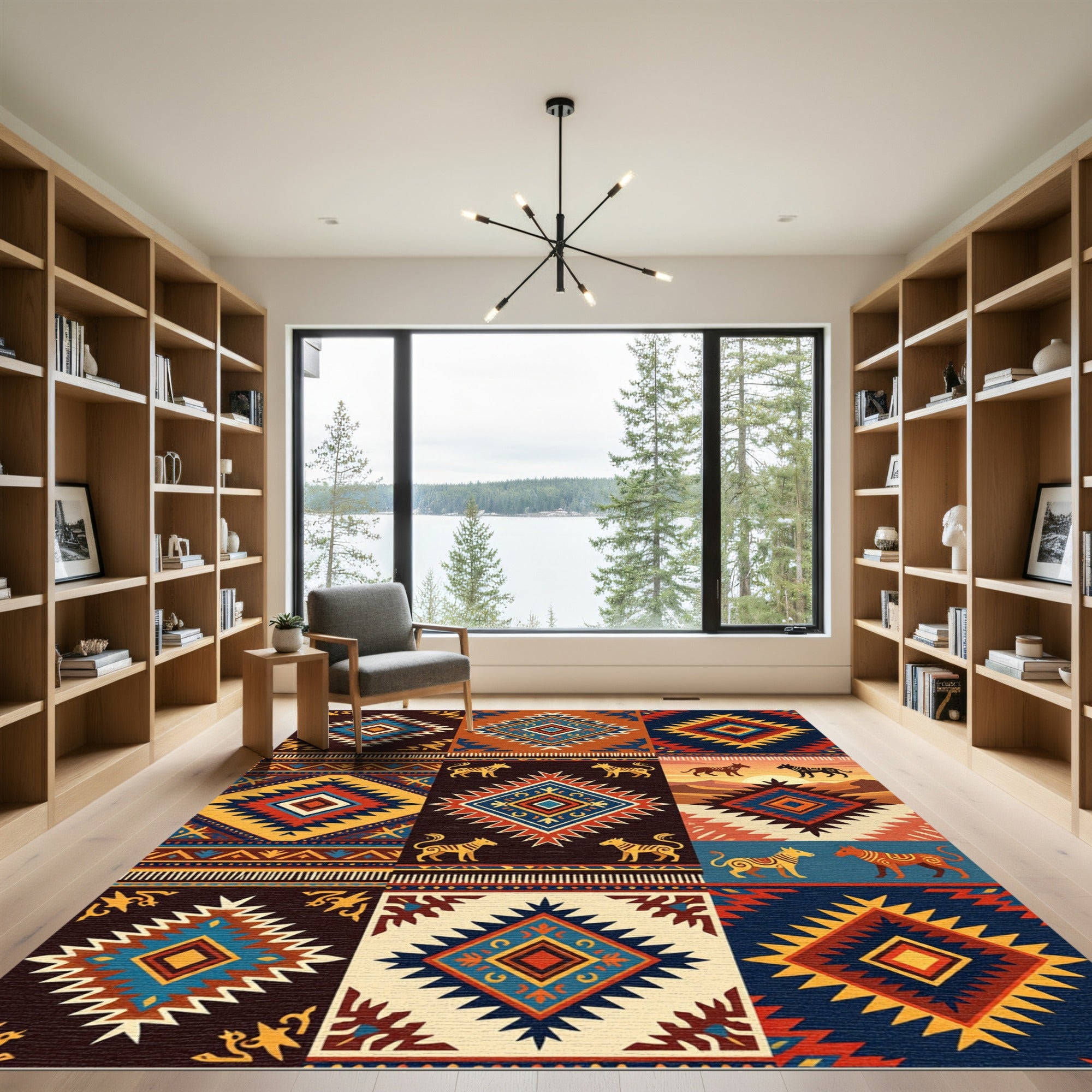 Bold Southwestern Geometric Diamond Earth Tones Rug