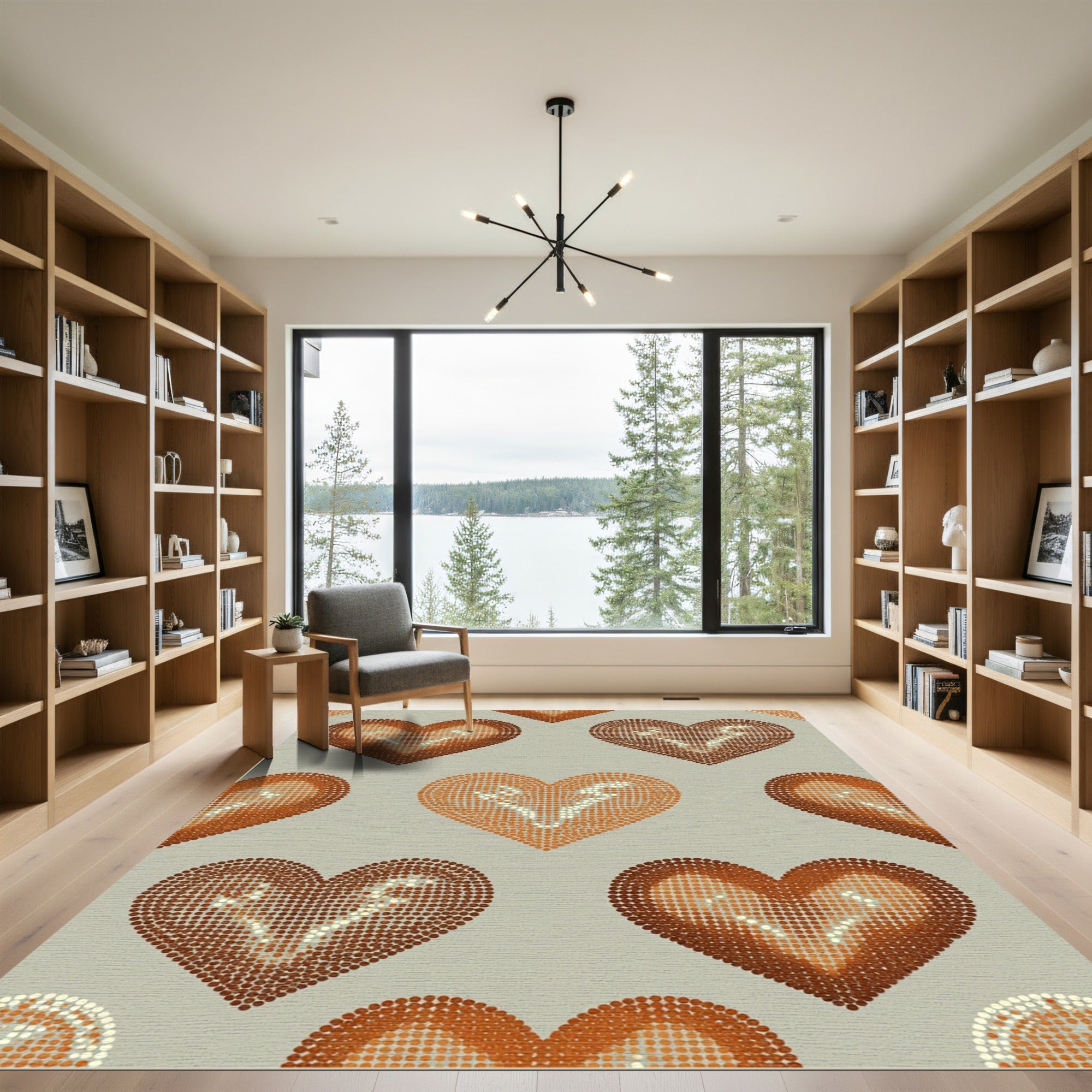 Retro Dotted Heart Gradient Rug
