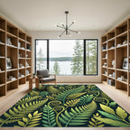 Lush Verdant Fern Foliage Botanical Rug