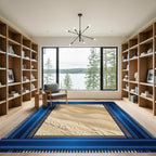 Coastal Blue Framed Sandy Shore Rug