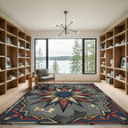 Distressed Midnight Star Geometric Emblem Rug
